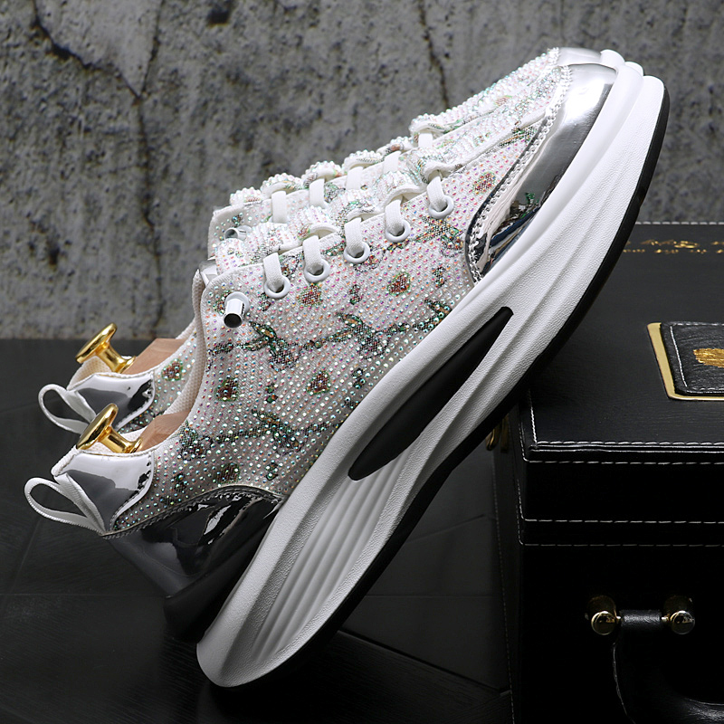 Summer Luxury Men Wedding Dress Shoes Rhinestone Printing Designer Men Business Social Nasual Footwear