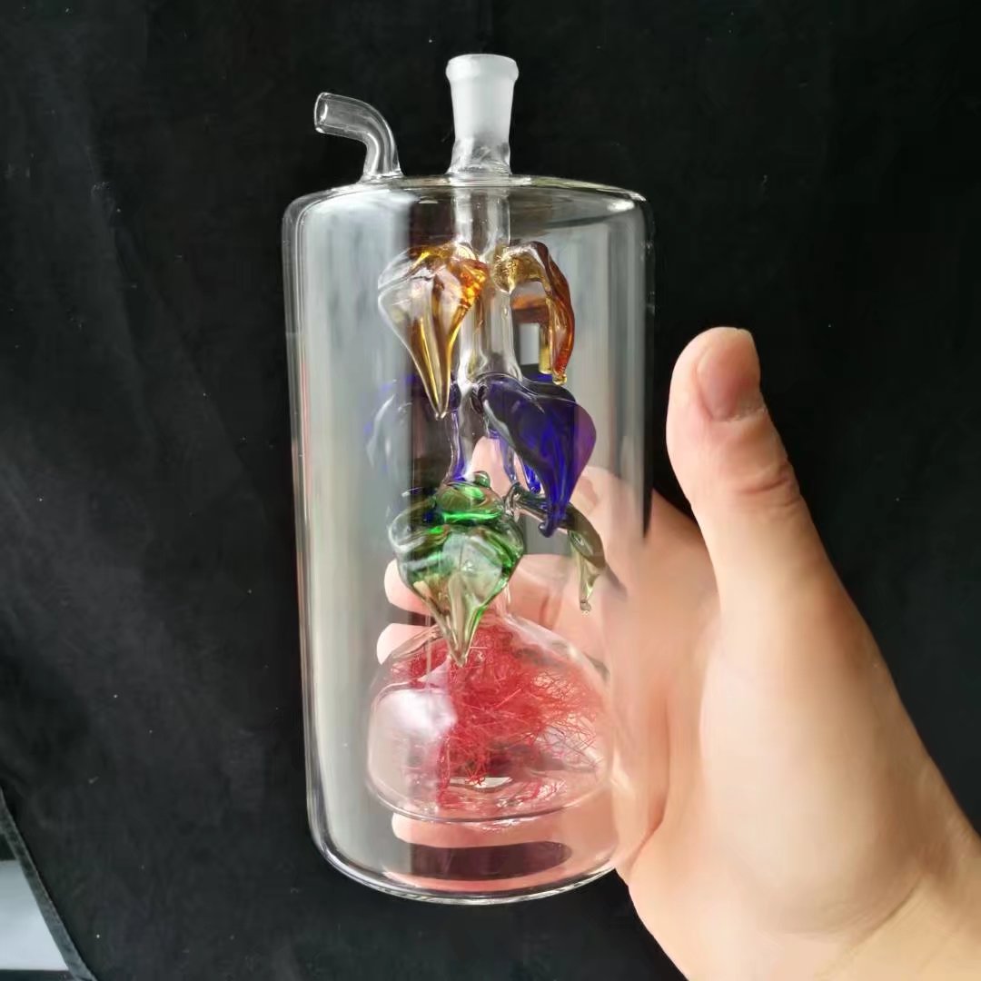 Glass Pipes Smoking Manufacture Hand-blown hookah Super large glass hookah with upper and lower flower coils