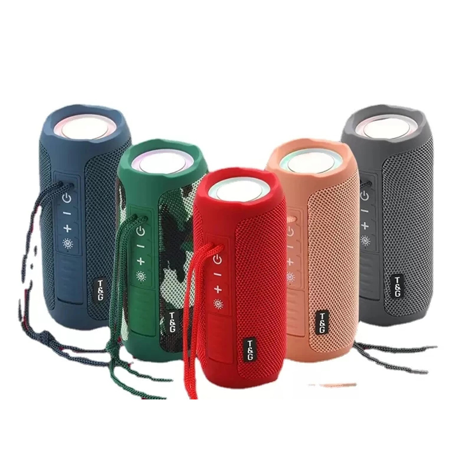 TG227 Portable Bluetooth Speaker Wireless Dual Bass LED Light Subwoofer Outdoor Waterproof Column Boombox FM Stereo Music Player