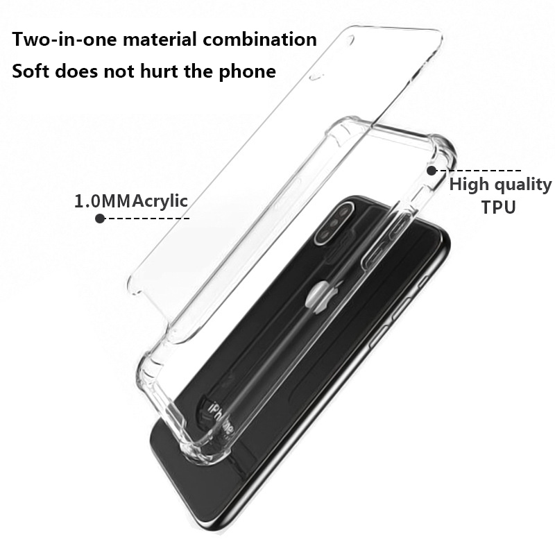 Transparent Shockproof TPU Bumper Cover TPU Clear Cases for Galaxy Note 20 S20 iPhone 14 13 12 11 PRO XR XS MAX Anti-knock Case Huawei P20 Lite