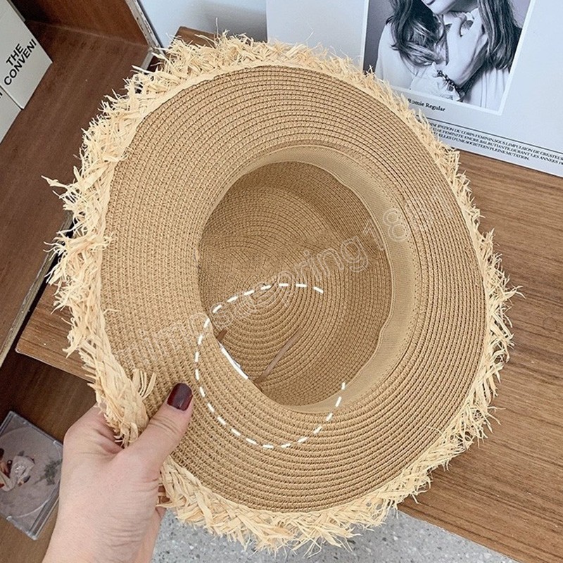 Sonnenhüte Frauen Männer Sommer Frühling Runde Spitze Perle Strohhüte Outdoor Strand Sonnenschutz Frauen Breite Krempe Hüte Sombreros De Mujer