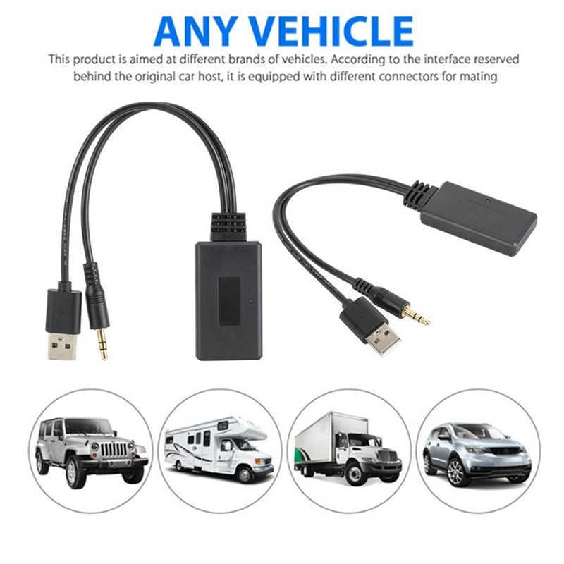 Hoogwaardige universele auto 12v Bluetooth-compatibele module Adapter Stereo kabel aux-in 3,5 mm Jack draadloze radioadapter aux USB