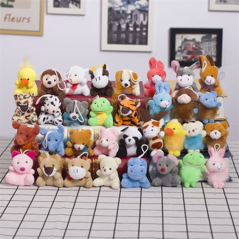 Mini brinquedo de pelúcia animal animais de pelúcia pequenos animais de pelúcia com chaveiro para crianças favores de festa de natal