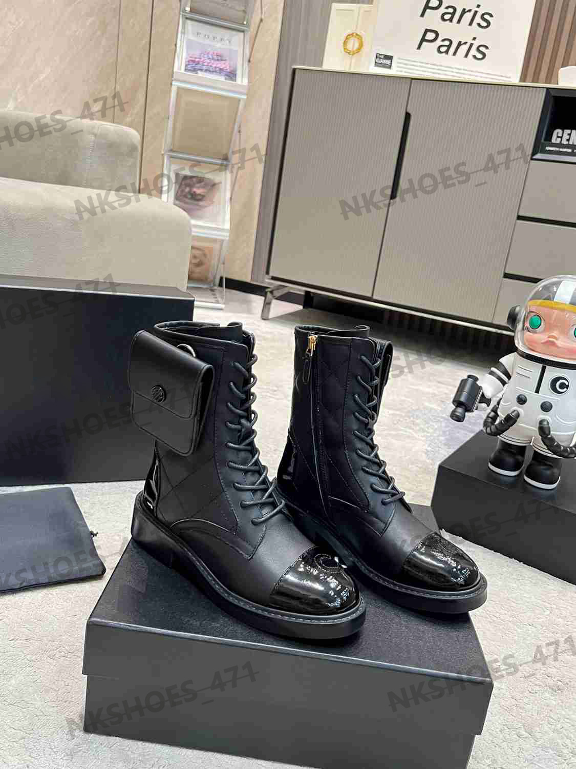 Designer-Stiefel, modische Damen-Farbblock-Martin-Stiefel, kniehohe Chelsea-Stiefel der Luxusmarke, bequeme, vielseitige flache Schuhe, Lederplattformen