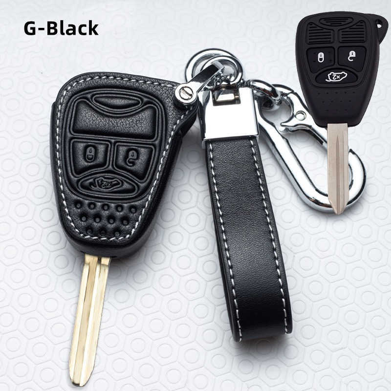 Upgraded Leather Car Key Case Cover For Jeep Wrangler Compass Patriot Liberty Chrysler 300 PT Dodge JCUV Caliber Nitro Pacifica Cruiser