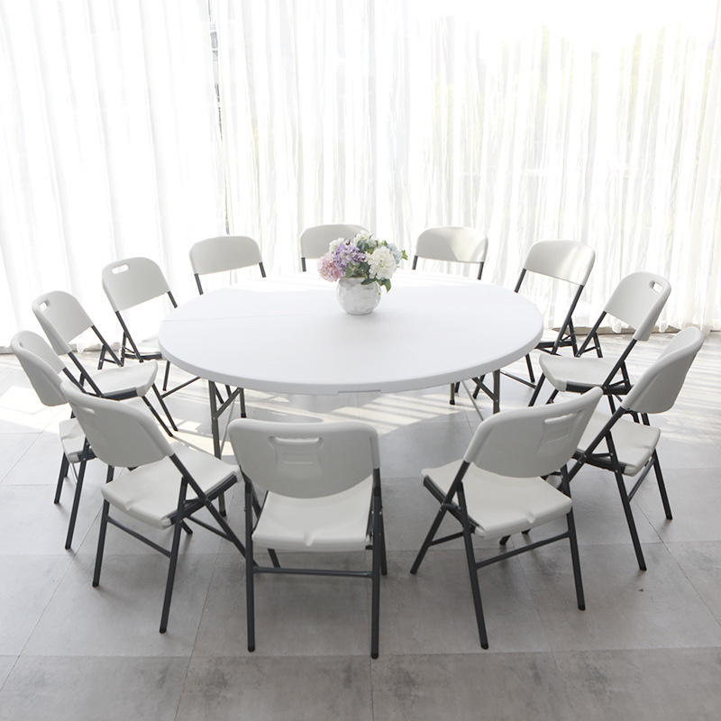 Folding Table 5FT 6FT Plastic Outdoor Wedding Party Dining Room Foldable Round Long Tables