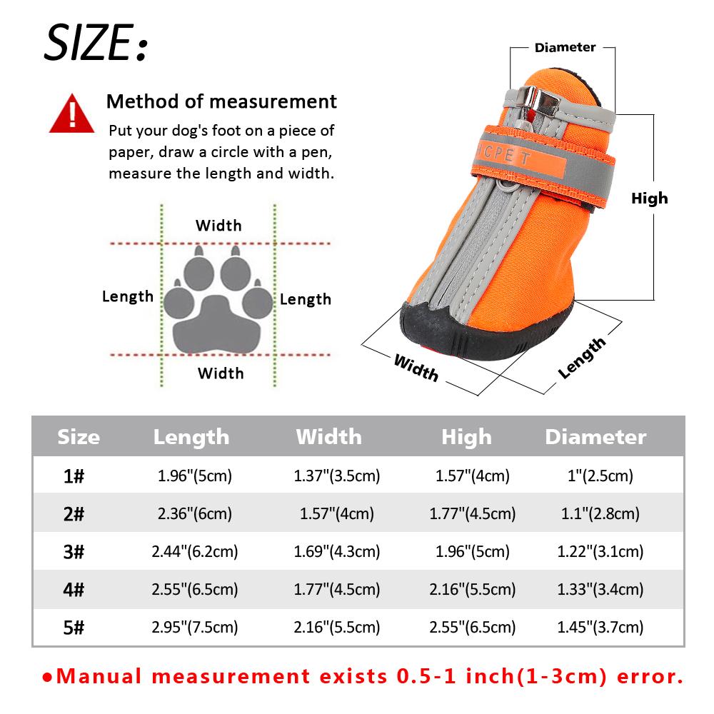 Shoes Waterproof Dog Shoes for Large Dogs Antislip Winter Reflective Pet Rain Boots Footwear for Small Big Dog Size 5