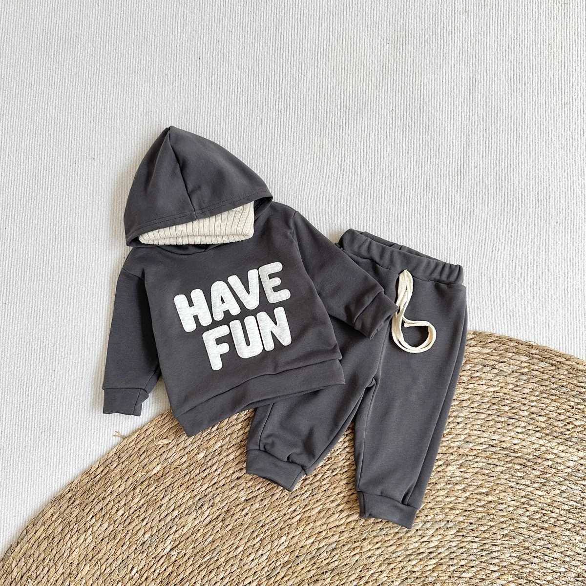 Clothing Sets Style Spring Autumn New Boys Girls Baby Sports Suit Handmade Patch Baby Clothing Sets Cotton Hooded Sweat Pants R231127