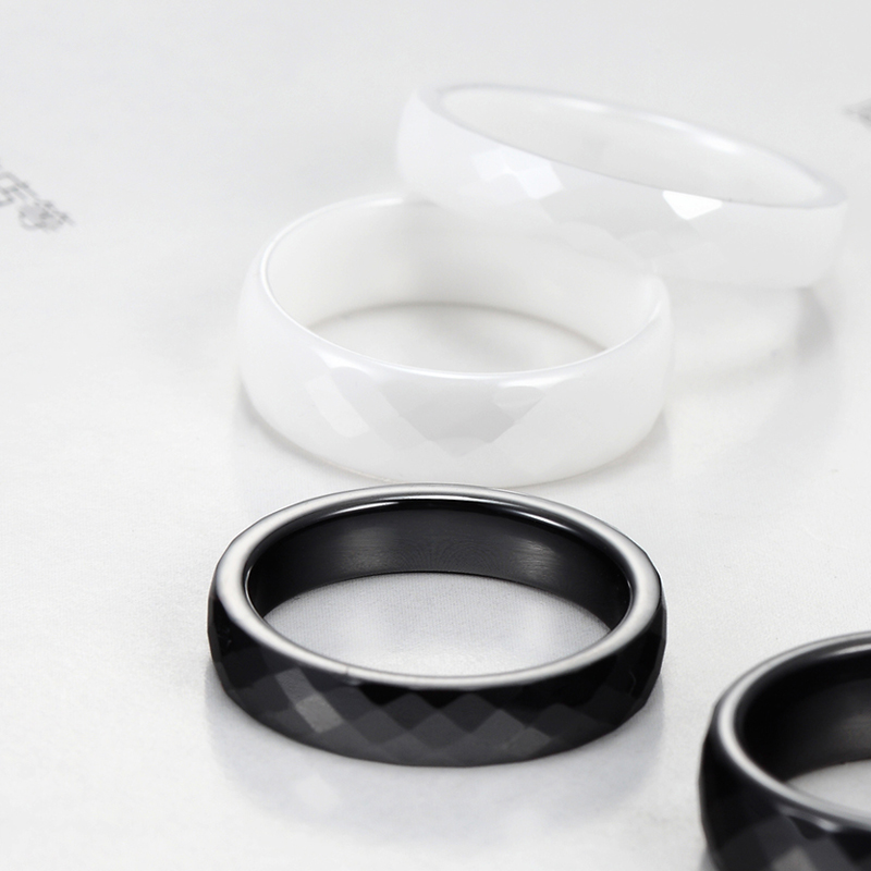 Personalidade Branca branca escura preto multifacetado anéis de cerâmica homens homens jóias de moda anel de jóias de 4-6mm
