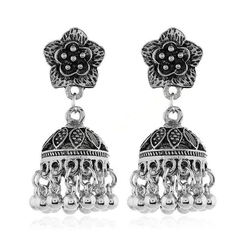 Rétro fleur cloche pendentif boucles d'oreilles femmes dames Vintage Style ethnique cloche gland boucles d'oreilles bohème fête bijoux cadeaux