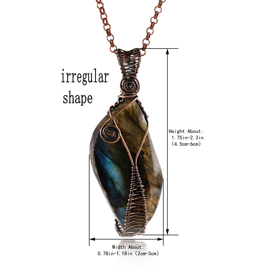 Hand-woven Irregular Labradorite Creative Retro Pendant Jewelry Wire Wraping Natural Stone Diy Originality Charm Pendant Necklace Ornament