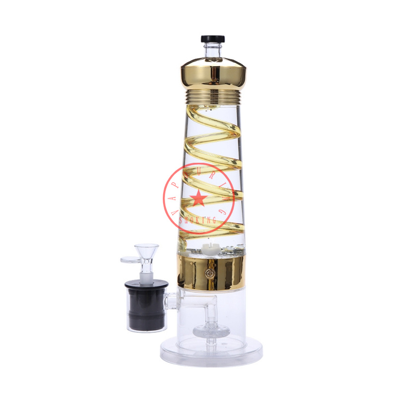 USB Electric Colorful LED Lamp Smoking Bong Pipes Kit Removable Travel Bubbler Tobacco Filter Funnel Spoon Bowl Oil Rigs Waterpipe Dabber Tip Straw Holder DHL