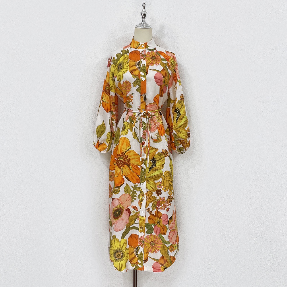 Australijska projektantka Linen Long Inteved Floral Print Shirt