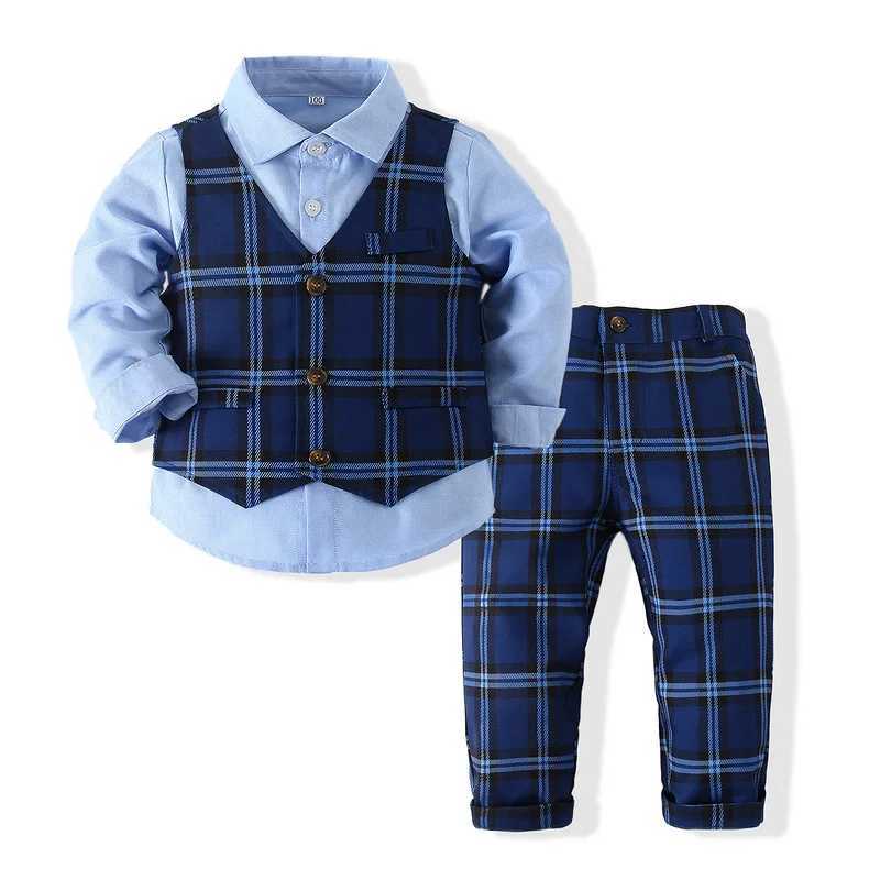 Ensembles de vêtements Enfants Garçon Gentleman Vêtements Ensemble Chemise À Manches Longues + Gilet + Pantalon Enfant Garçon Tenues pour Robe De Soirée De Mariage Tenues R231127