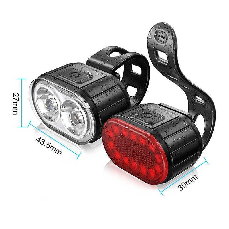 Lumières de vélo Vélo LED Feux arrière avant USB Rechargeable Vélo Sécurité Lumière USB Étanche Route VTT Lumières Vélo Pièces P230427