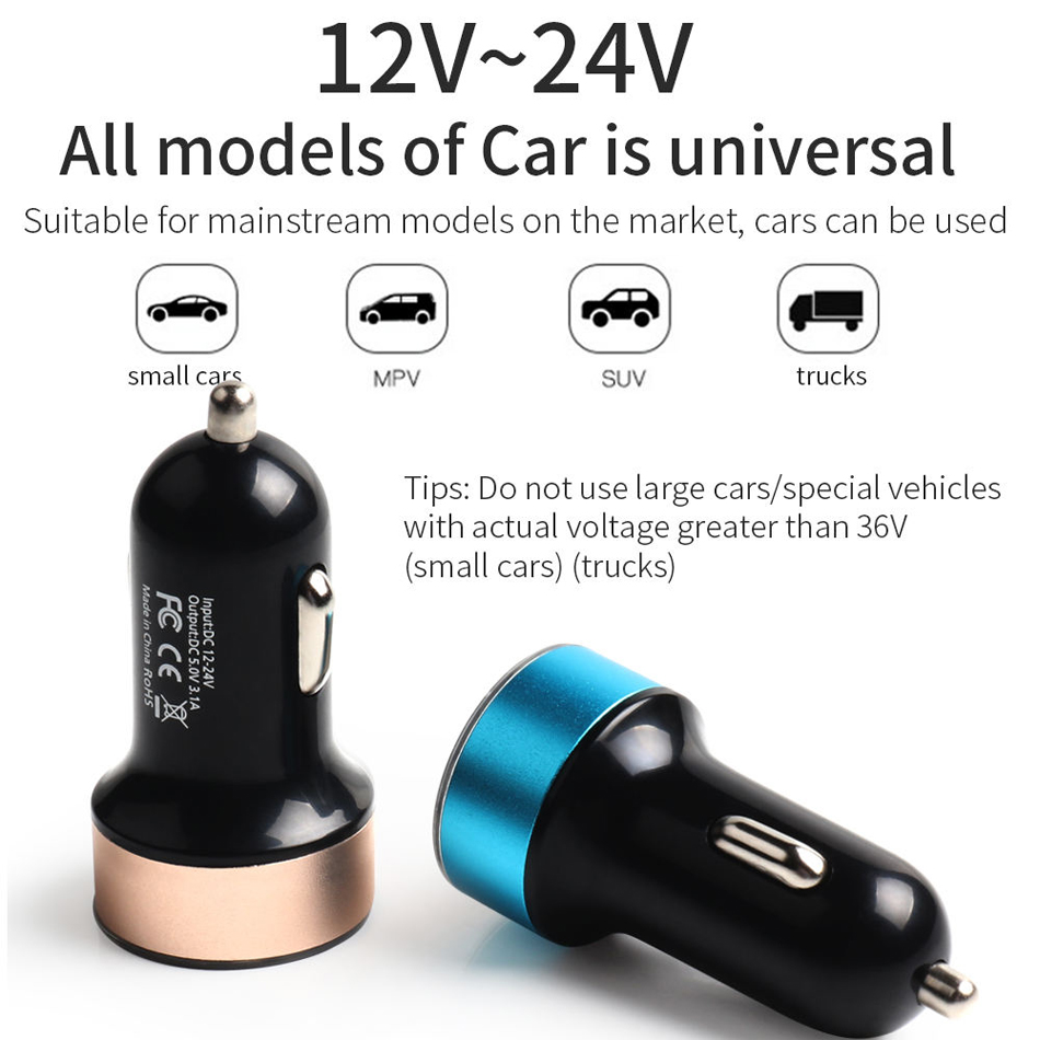 Dual USB Car Charger Adapter 2 Porta USB Display LED 31A Caricatore auto Smart iPhone Samsung Huawei Mobile Phone8293829