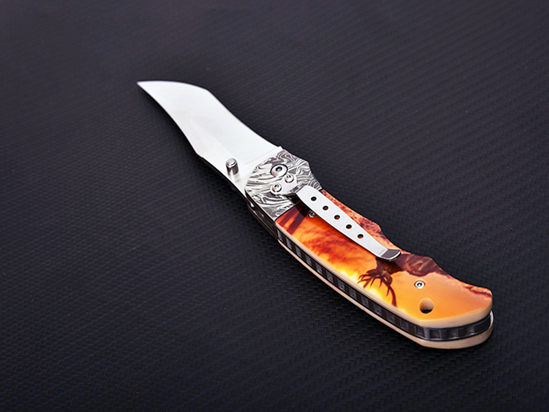 Hot A1914 Pocket Folding Knife 440C Satin Drop Point Blade Stainless Steel Sheet/ABS Handle Outdoor Camping Hiking Fishing EDC Knives with Nylon Bag