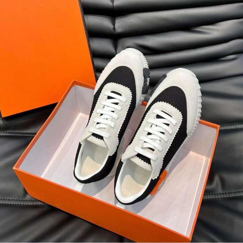 Famous Casual Shoes Men Luxury Depart Running Sneakers Italy Fashion Elastic Band Low Top Grid & Leather Design Lightweight Breathable Tennis Sports Shoes Box EU 38-45