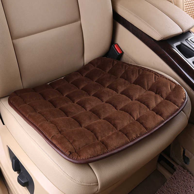 Модернизированный зимний чехол на автомобильное сиденье, подушка для переднего/заднего сиденья автомобиля, Нескользящая короткая плюшевая подушка для стула, защитный коврик для сиденья