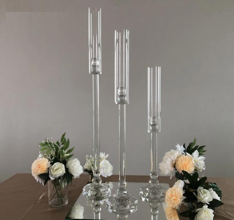 ACRYLIC CRYSTAL Candle Holders Stół Ślubny Centralny element Pillar Stand Road Party Candlesticks Home Decora