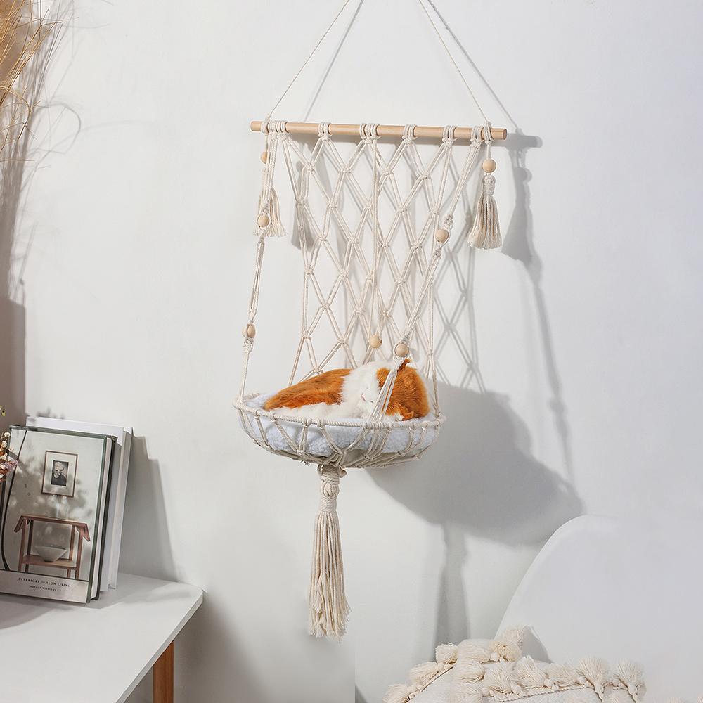 Esteiras gato rede macrame cesta casa gato pendurado camas pet rede cama para gatos casa acessórios para animais de estimação produtos frete grátis