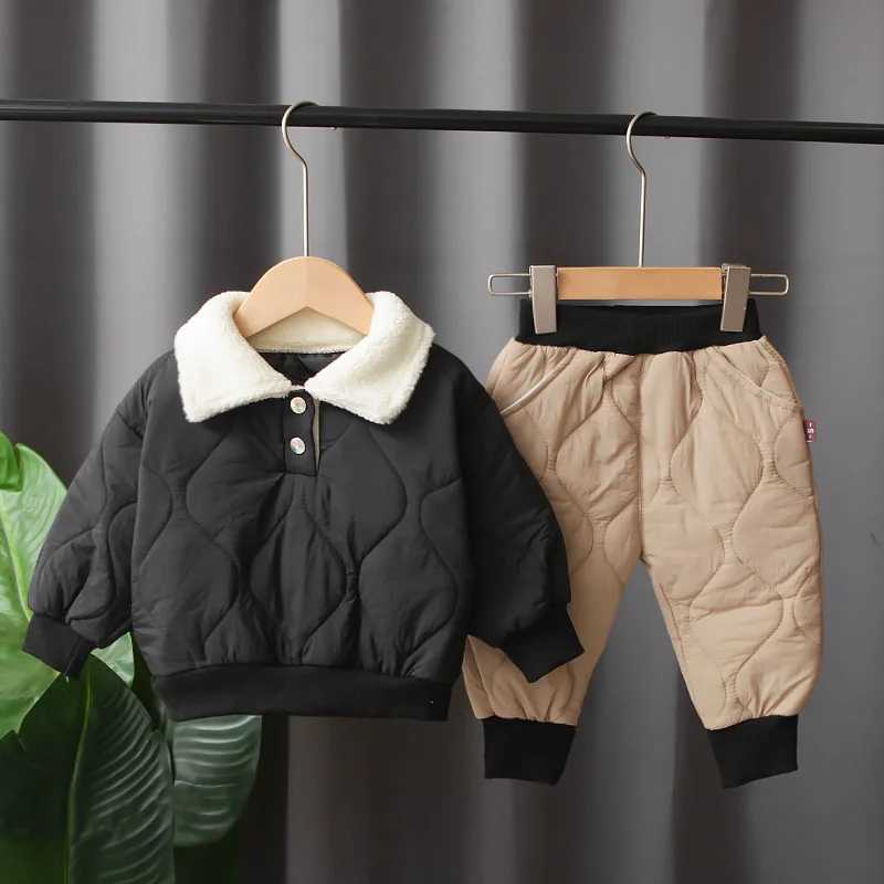 Clothing Sets Children Clothes Suit 2023 New Plus Thick Outfits Years Baby Boys Sweater+Trousers Autumn Girl Clothing Set R231127