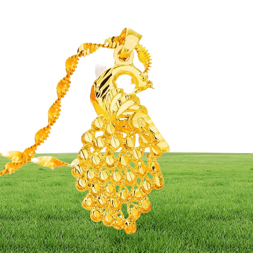 Chaîne de pendentif charme en forme de paon 18k 18 km jaune filles remplies collier pendentif Beau drop cadeau 7097116