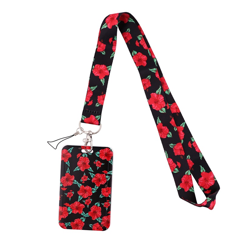 17 Styles Flower Neck Strap Keychain Lanyard for Keys USB Rose Sunflower Floral Pattern Gym ID Card Badge Holder Mobile Phone Straps Hang Rope Lanyards