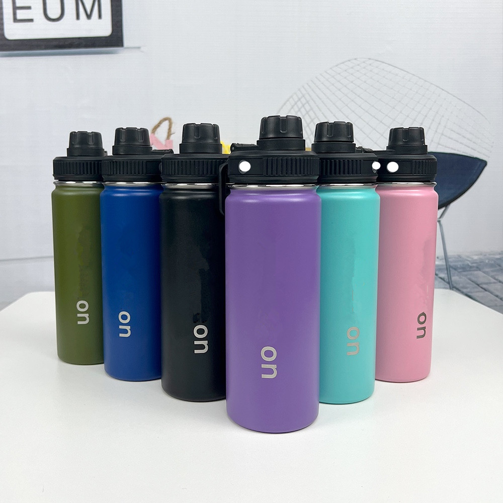 LL Water Bottle Vacuum Yoga Fitness Bottles Simple Pure Color Straws Stainless Steel Insulated Tumbler Mug Cups with Lid Thermal Insulation Gift Cup 710ML SH01