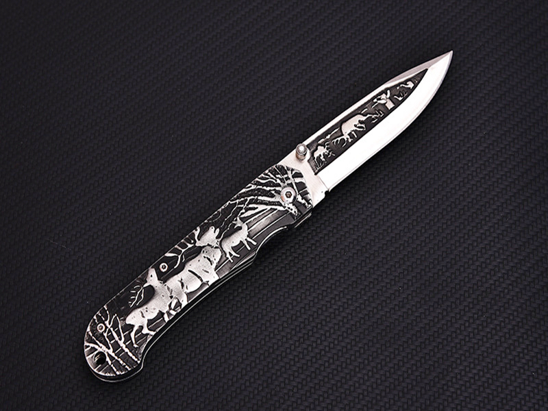 Hot A1913 Pocket Folding Knife 440C Satin Drop Point Blade Stainless Steel Handle Outdoor Camping Hiking Fishing EDC Knives with Nylon Bag