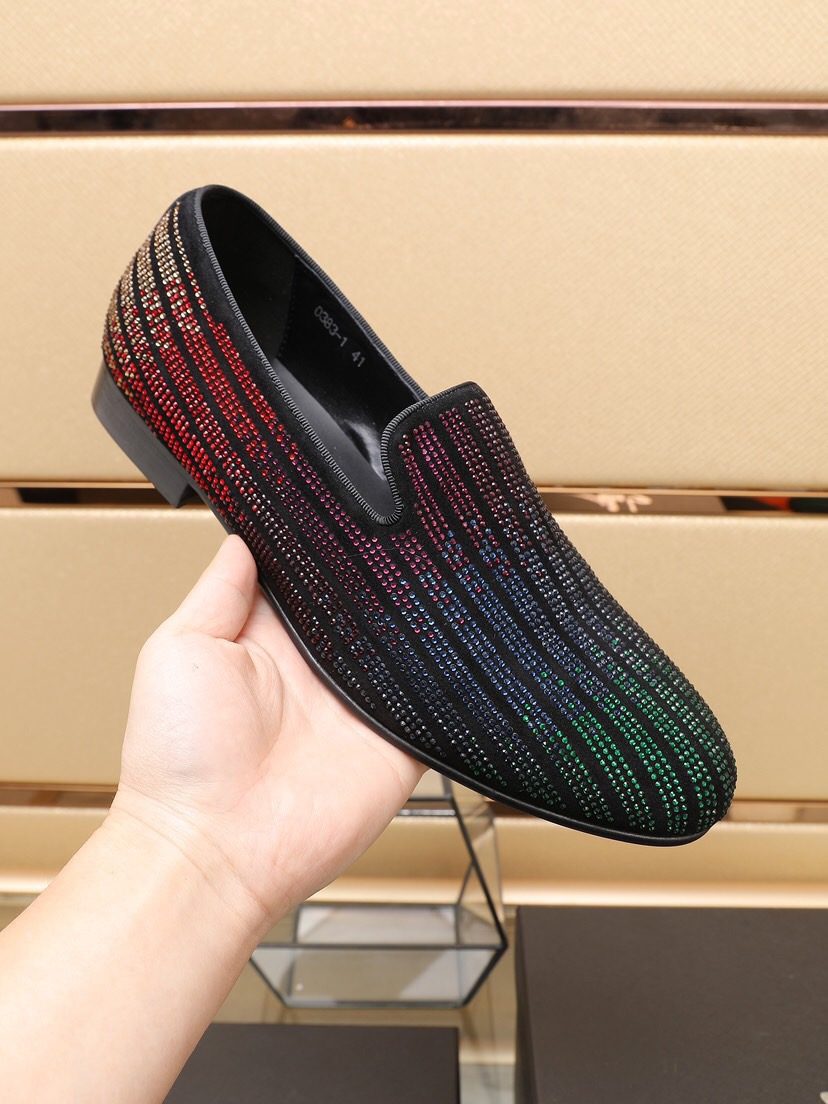 2023 Erkek Elbise Ayakkabı Moda Rhinestone Sıradan Flats Marka Tasarımcısı Düğün Partisi Ayakkabıları Erkek Nefes Alabilir Slip-On İş Somunlar Boyut 38-44