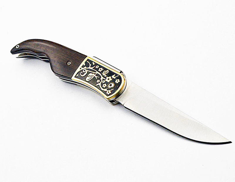 Горячий a1918 карманный складной нож 5cr15mov. Сатиновый лезвие черное дерево/латун