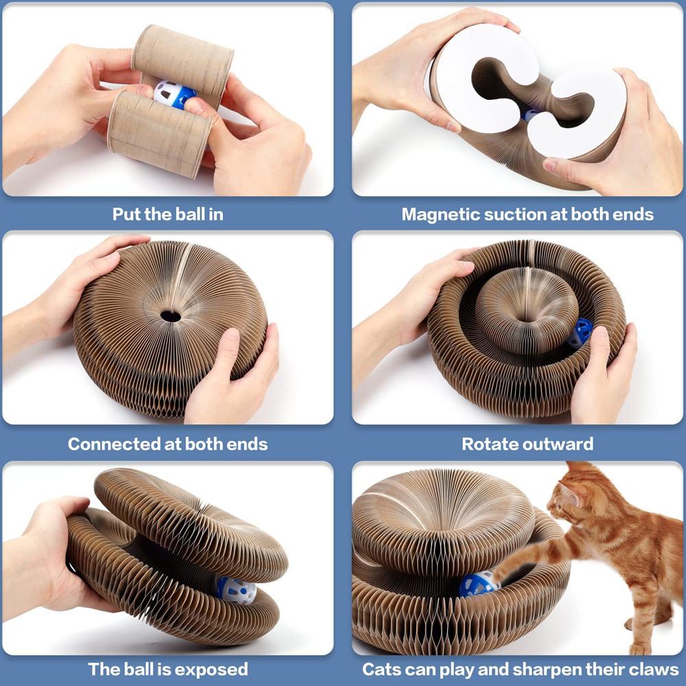 Toys Corrugated Paper Magic Organ Cat Scratching Board Interactive Cat Toy Scratcher Kitten Grinding Claw Toys Cat Ball with Bell