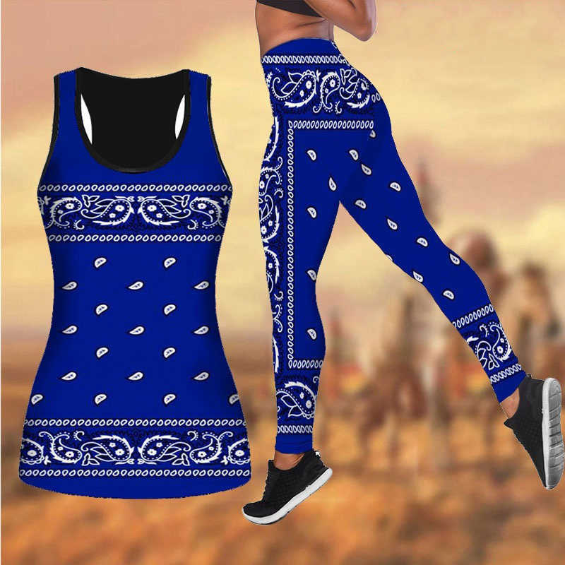 Yoga outfit Yoga outfit för kvinnor mode bandana mönster 3d tryckt träning leggings fitness sport gym running lyft höfter xs-8xl p230504