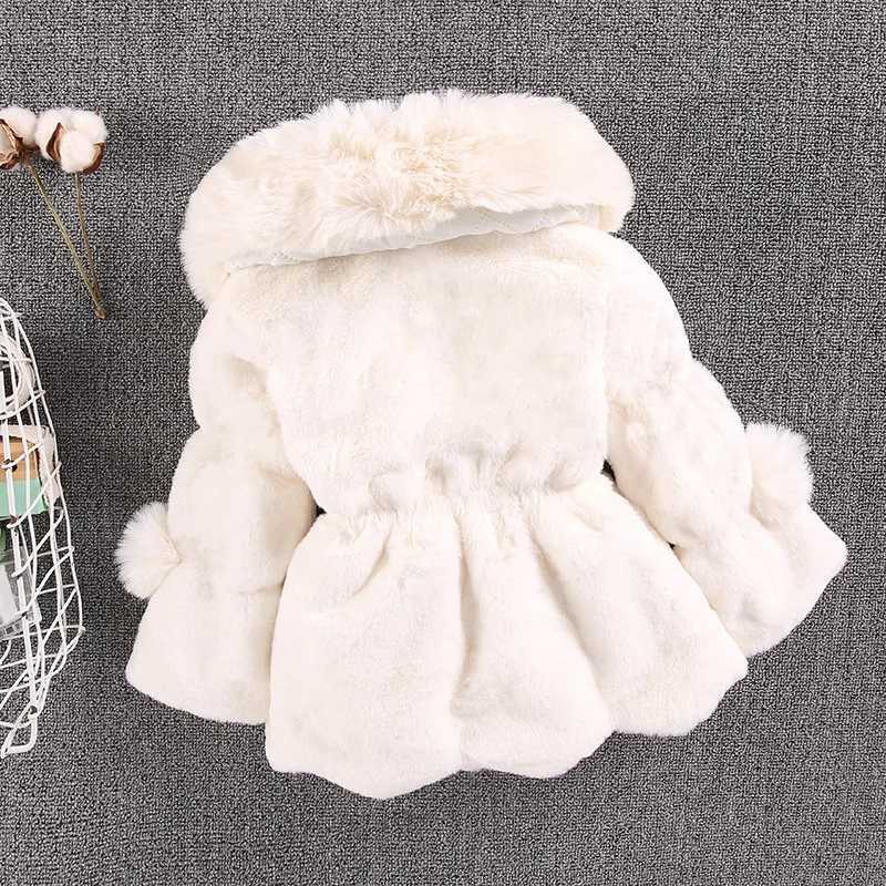 Set di abbigliamento Nuovo peluche addensato Abbigliamento bambini Giacche Autunno Inverno Abbigliamento in cotone Faux Parka Ragazze Cappotti caldi con cappuccio R231127