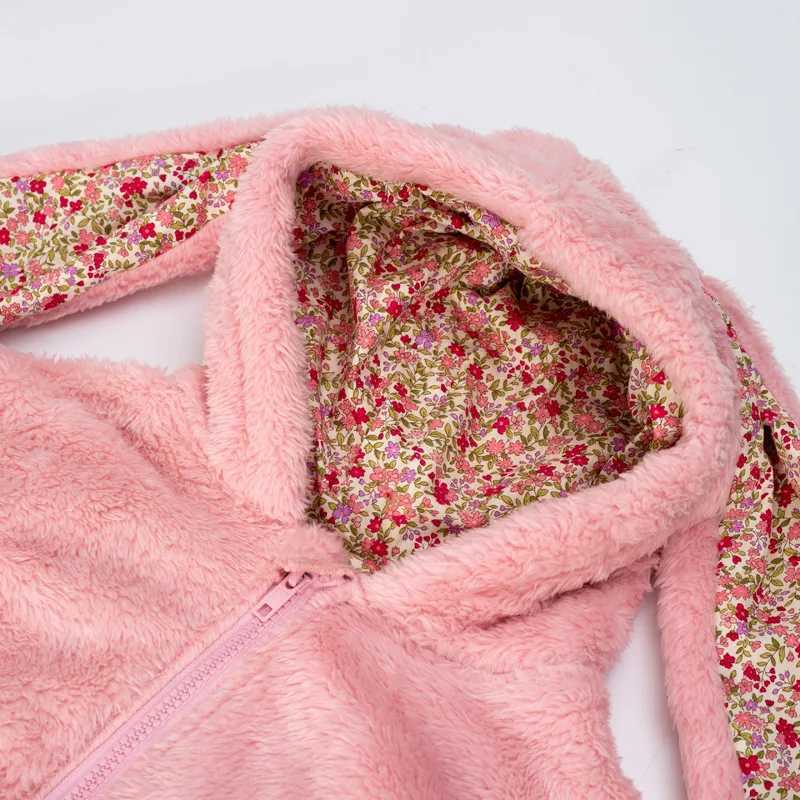 Clothing Sets Winter Baby Girls Cute Rabbit Romper Slouchy Comfortable Zipper Newborn Hooded Toddler Plush Homewear Outfits R231127