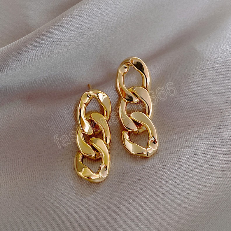 Trendy Chain Design Earrings Ear Studs Women Ladies Simple Elegant Gold Silver Color Link Chain Earrings Party Jewelry Gifts