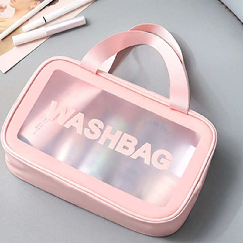 Simpolor Clear Translucent Toiletry Bag PVC Waterproof Cosmetic Bag Large Capacity Portable Travel Bag Washing Storage Bag Set FMT-4008