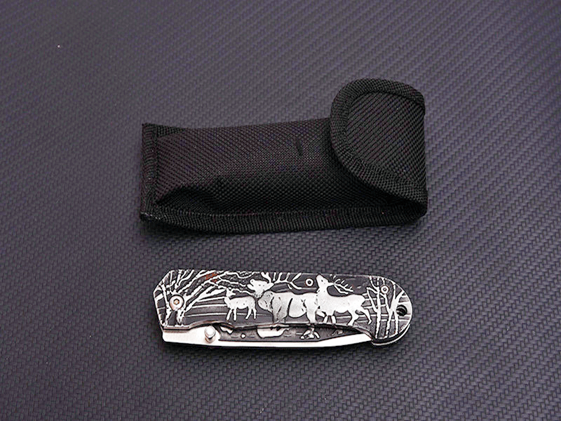 A1913 Faca dobrável de bolso 440c Ponto de gota de cetim Lâmina Punto de aço inoxidável Campo de camping ao ar livre EDC Knives EDC com bolsa de nylon