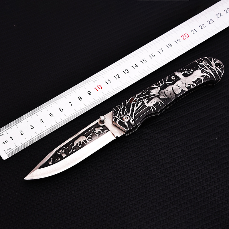 Hot A1913 Pocket Folding Knife 440C Satin Drop Point Blade Stainless Steel Handle Outdoor Camping Hiking Fishing EDC Knives with Nylon Bag