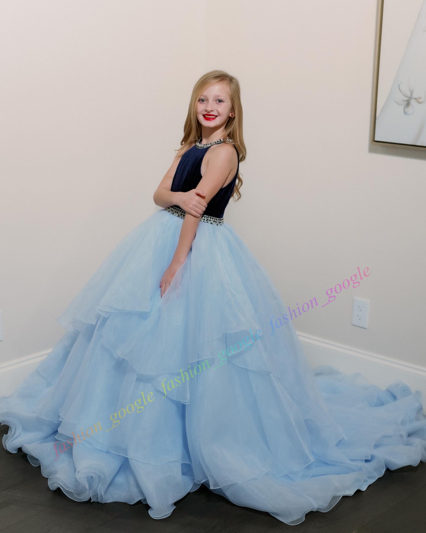 Robe de bal dos nu pour petite fille - Robe de concours de beauté - Jupe mouchoir - Glitz - Bébé enfant - Mode amusante - Piste - Drame - Anniversaire - Robe de cocktail formelle - Pour tout-petits et adolescents