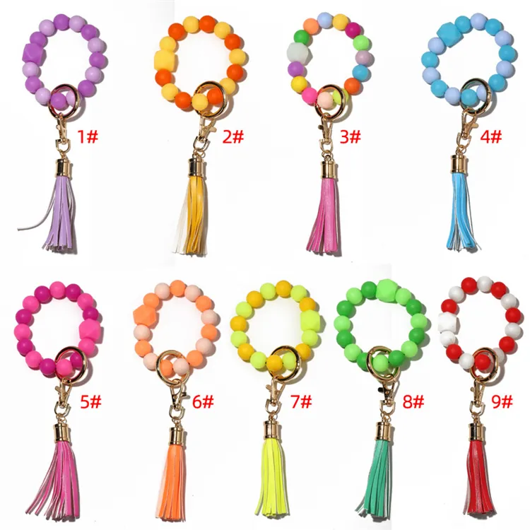 Luminous Silicone Bead Keychain Festa de pulseira Bracelet Silicone Glow in the Dark Badyed For Women Gifts Wholesale