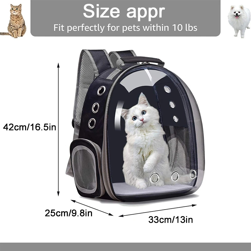 Transportadora para gatos portadores de bolsa de ombro de animais de estimação de gatos portátil Backpack de cão de gato portátil transparente e respirável adequado para cães pequenos gatos