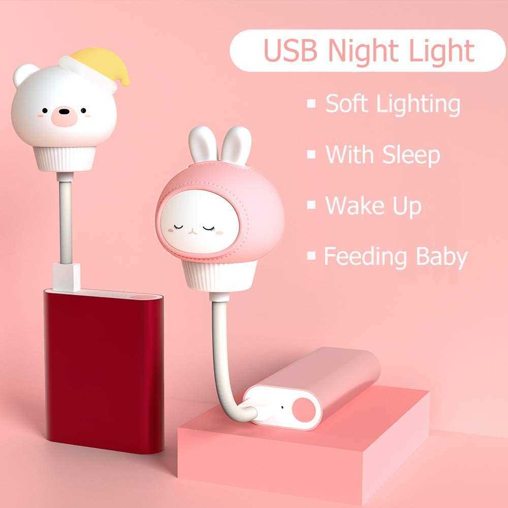 Luci Cute LED Chlidren USB Light Cartoon Night Baby Kid Bedroom Decor Lampada da comodino Regalo di Capodanno 2022 AA230426