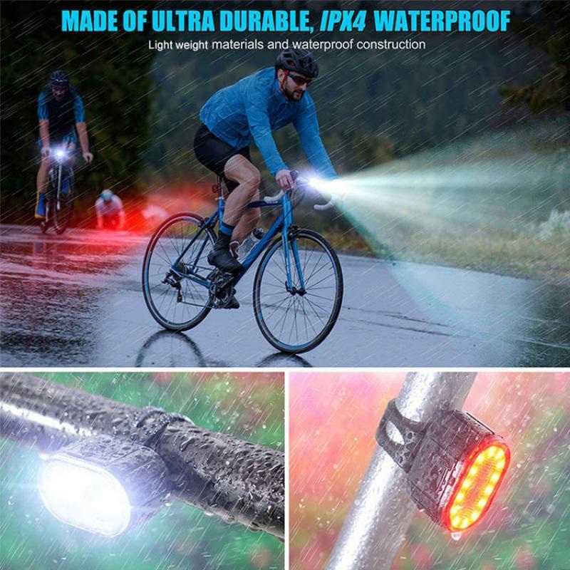 Lumières de vélo Vélo LED Feux arrière avant USB Rechargeable Vélo Sécurité Lumière USB Étanche Route VTT Lumières Vélo Pièces P230427