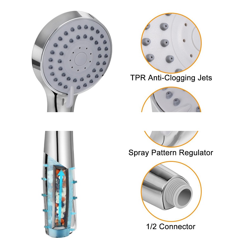 Ensembles de douche de salle de bains avec filtre, douche américaine, bras de support à trois voies, tuyau de siège, ensemble de douche multifonctionnel pressurisé