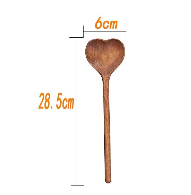 Coeur Arc cuillère en bois cuillère de service en bois agitation dîner boisson soupe Dessert café cuisson en bois mélange cuillère à café mesure