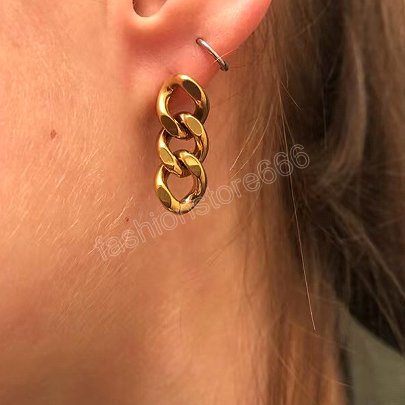 Trendy kettingontwerp oorbellen oorbuien dames dames eenvoudige elegante gouden zilveren kleur link ketting oorbellen feest sieraden geschenken