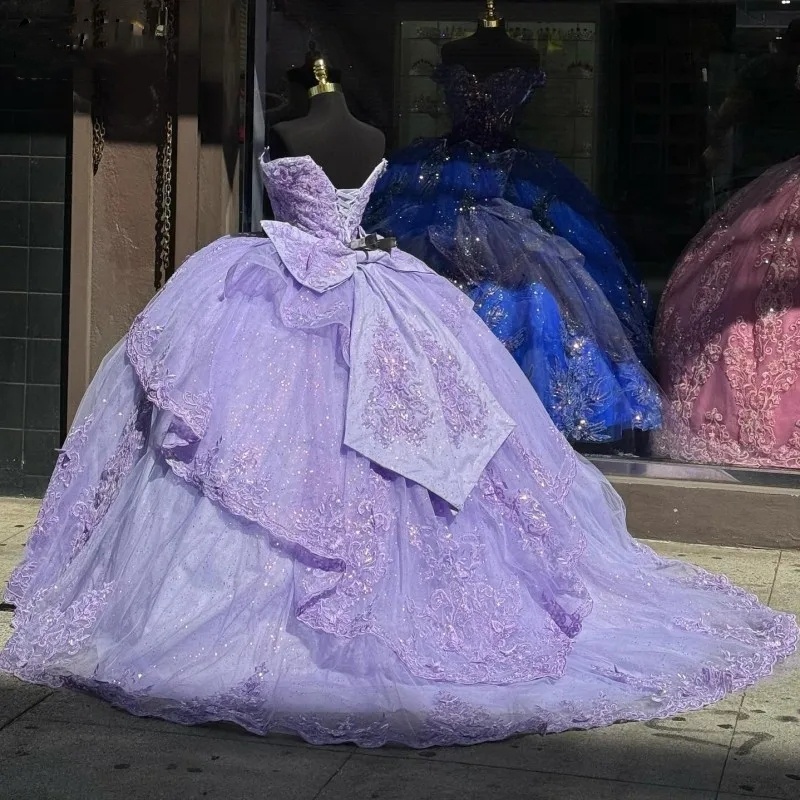 Elegant Lavender Quinceanera Dresses Lace Applique Sequin Vestidos De Quinceanera 2024 Sweet 16 Prom Pageant Gowns