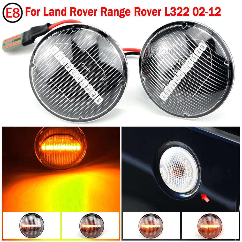 2X Clear Lens LED Front Side Marker Light Amber For Land Range Rover MK III L322